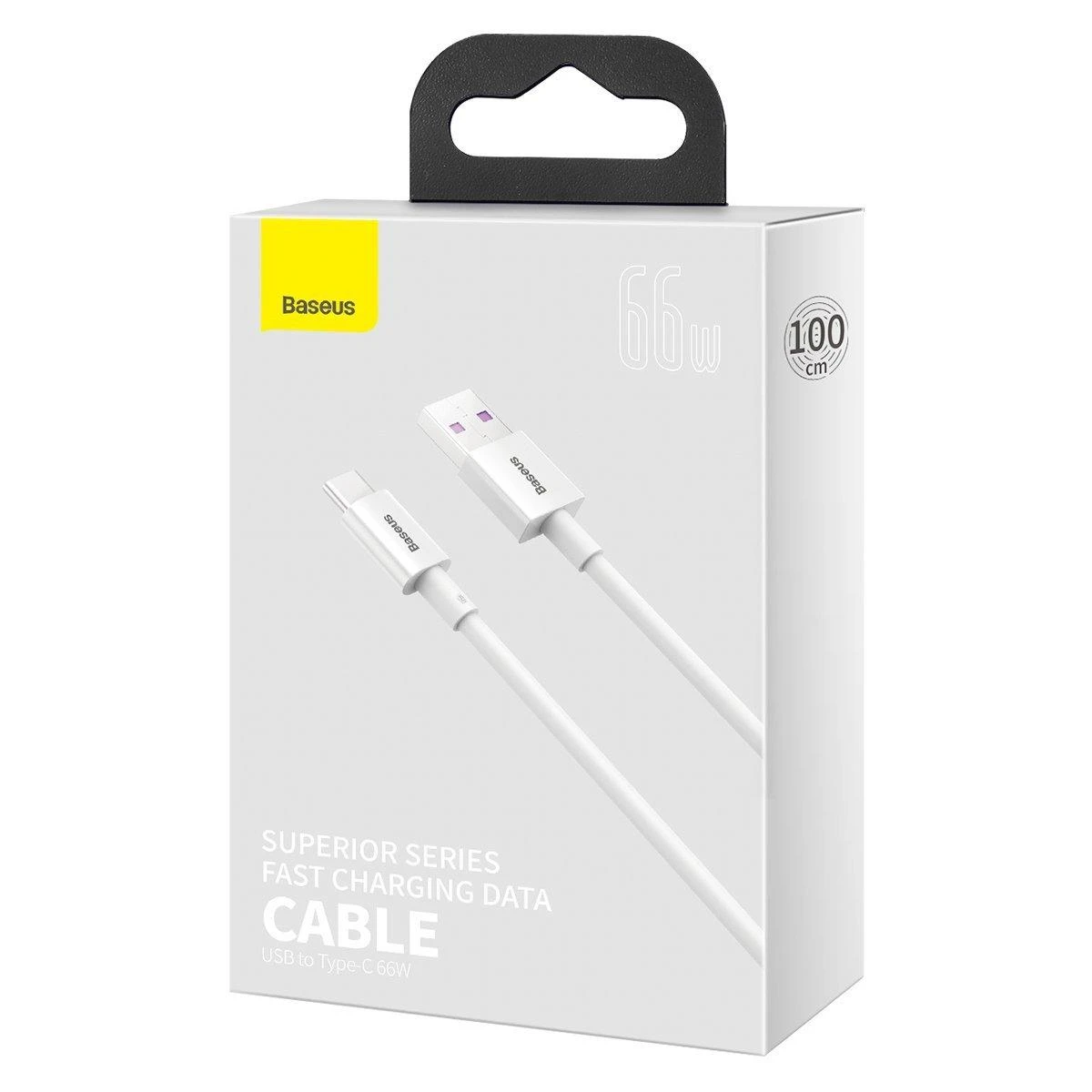 Kabelis USB A - USB C 66W 1.0m baltas (netinka iPhone 15 įkrovimui) Superior BASEUS