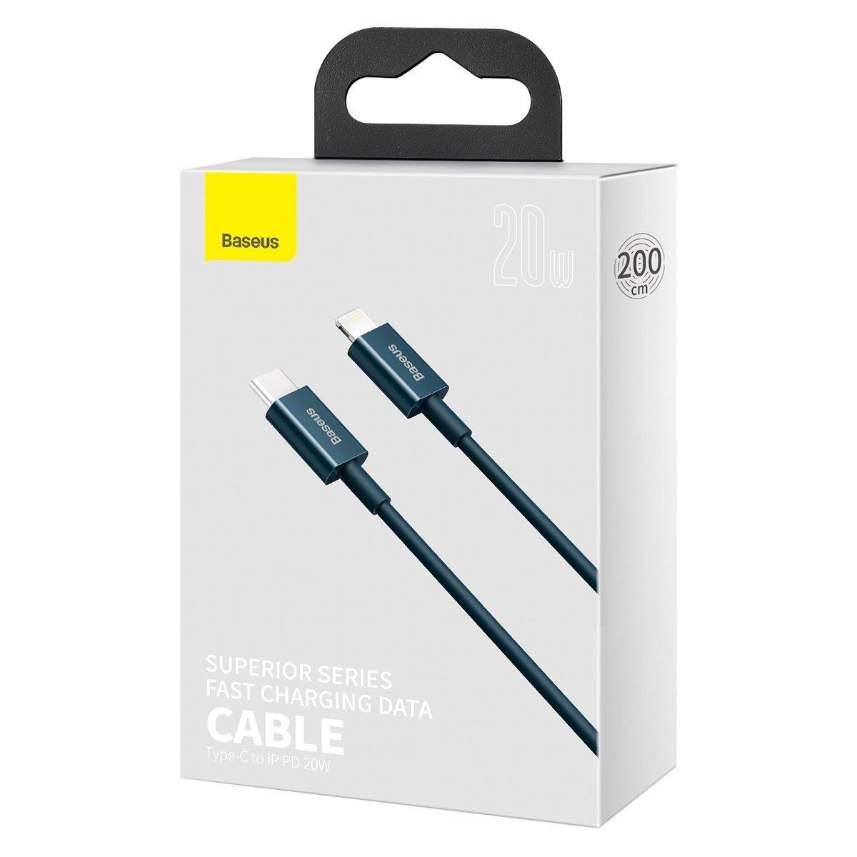 Baseus Superior serijos USB-C kabelis skirtas iPhone 20W PD 2m - Mėlynas
