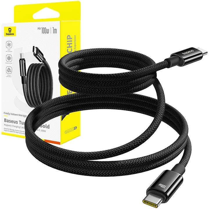 Baseus Tungsten Gold įkrovimo kabelis USB-C į USB-C 100 W 1 m (juodas)