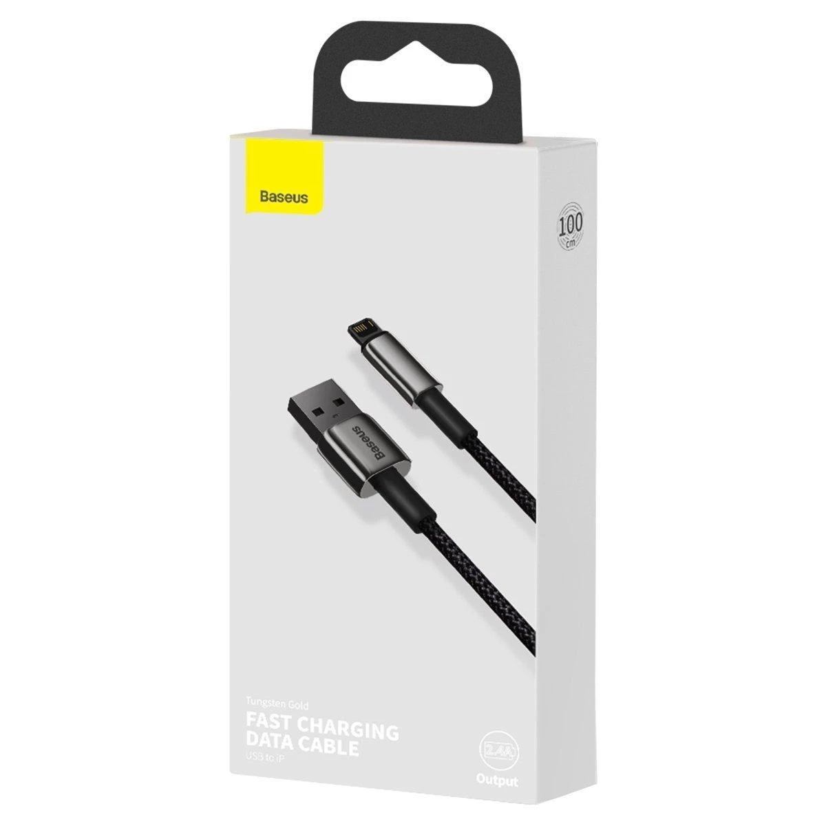 Baseus Tungsten Gold kabelis USB į Lightning 2.4A 2m - Juodas