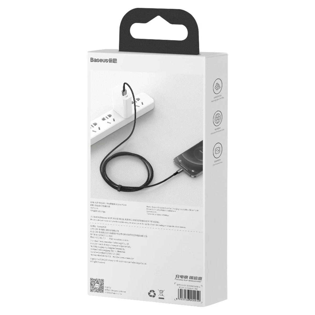 Baseus Tungsten Gold kabelis USB į Lightning 2.4A 1m - Juodas