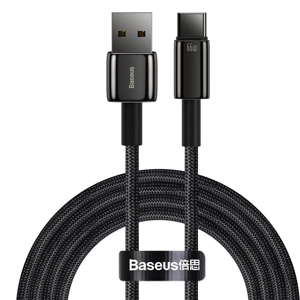 Baseus Tungsten Gold Kabelis USB į Type-C 66 W 2m - Juodas