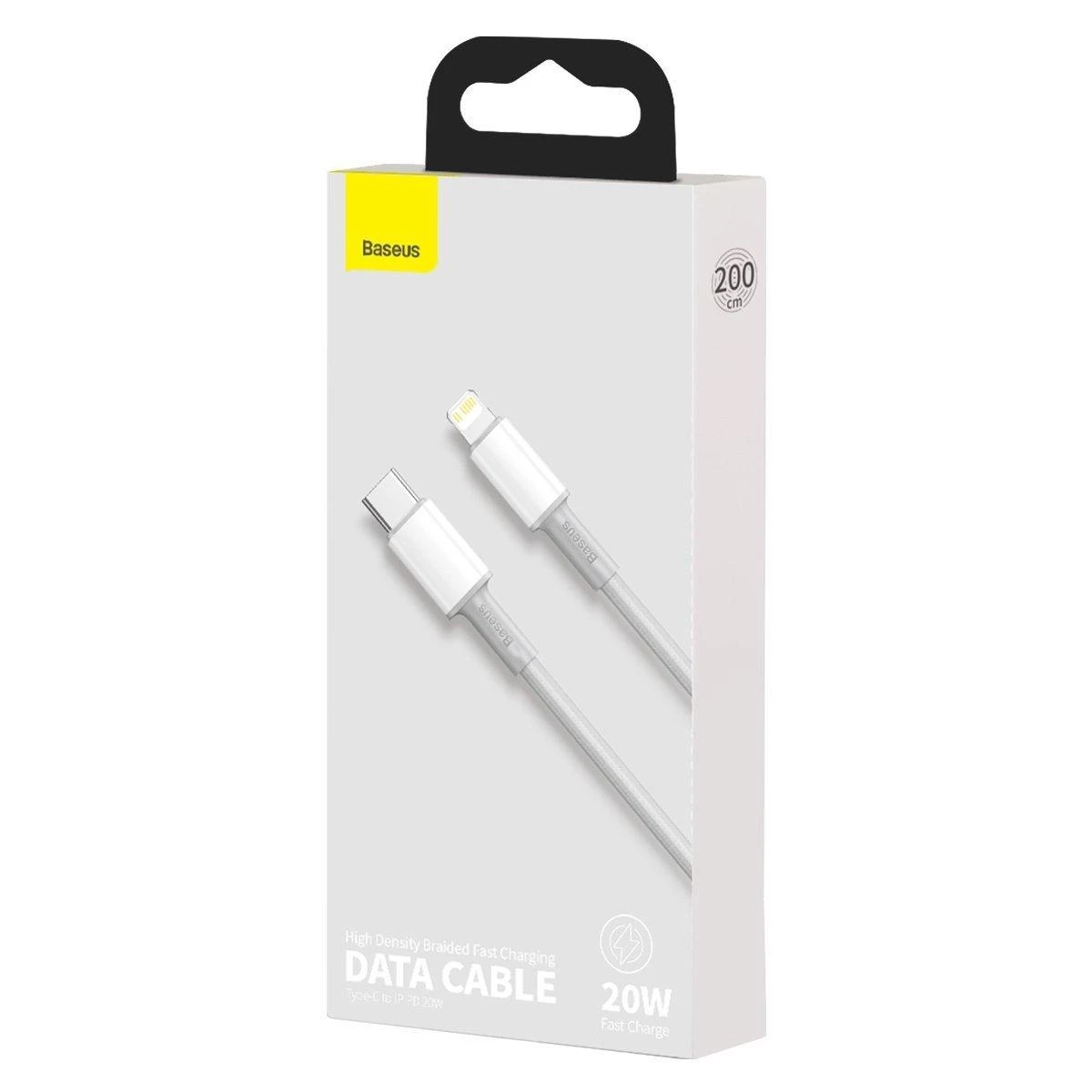 „Baseus“ didelio tankio pintas greito įkrovimo duomenų kabelis Type-C iki Lightning PD 20W 2m Baltas (Baltas)
