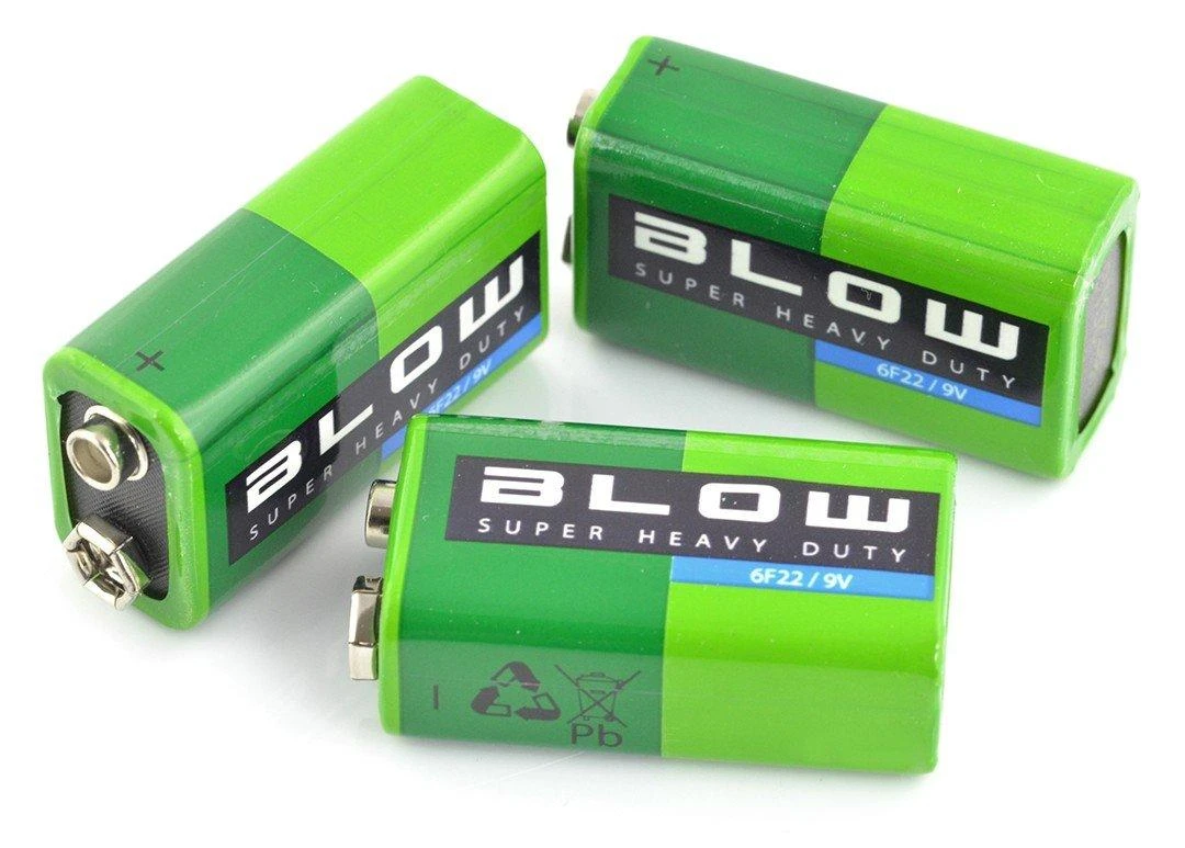 Žalios 9V Blow Super Heavy Duty baterijos