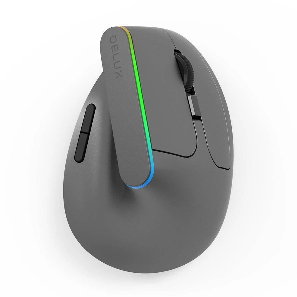 Belaidė vertikali pelė Delux M618DB BT4.0 + 2.4Ghz RGB