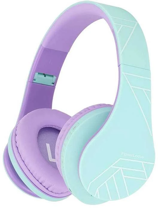 PowerLocus P2 vaikiškos ausinės, mėtų ir violetinės spalvų