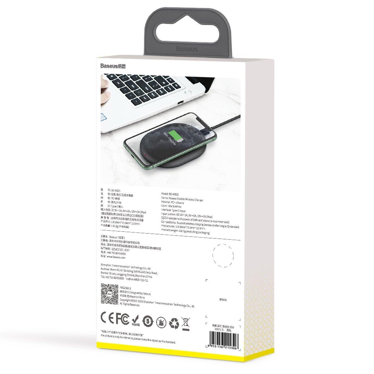 Belaidis indukcinis įkroviklis Baseus Cobble 15W - Juodas