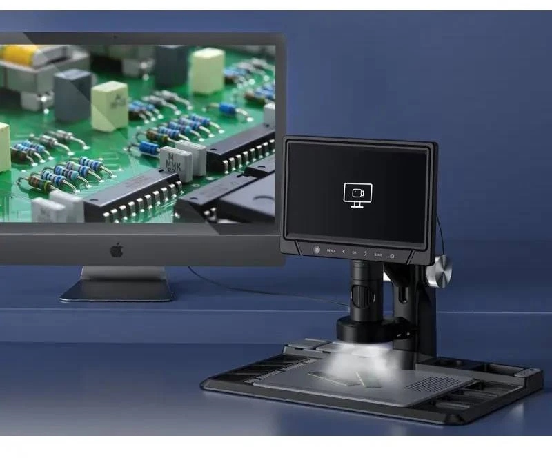 Benetech 318C skaitmeninis mikroskopas - 1600x 12MPx 28 LED - HD IPS 10.1'' ekranas + belaidis nuotolinio valdymo pultas