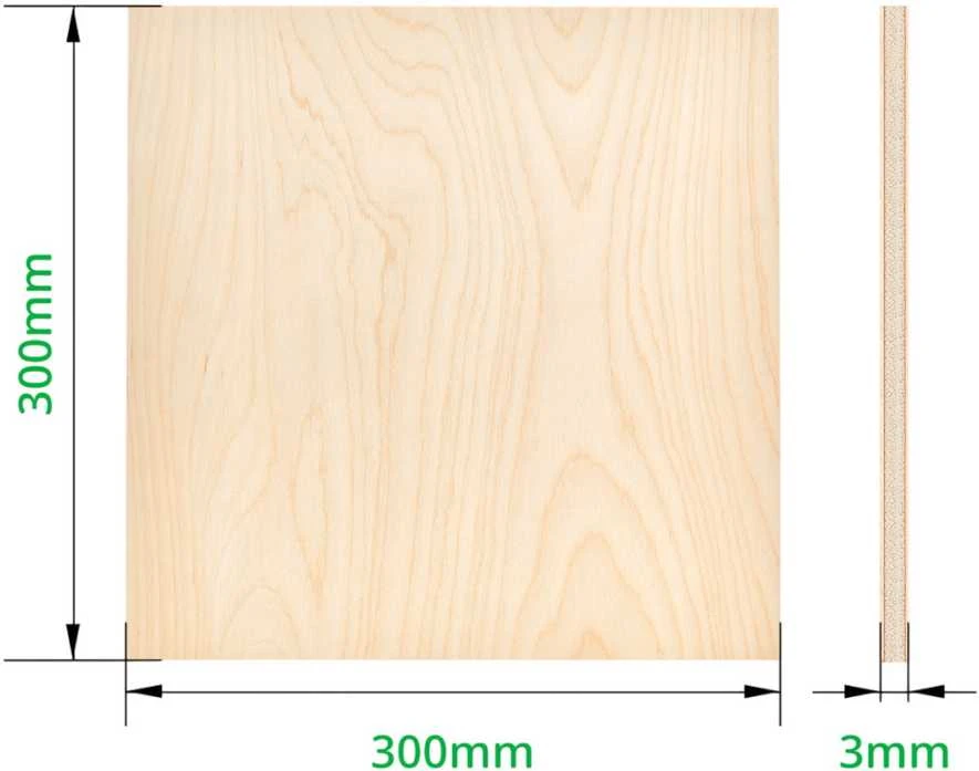 Beržo fanera Bambu Lab - matmenys 300x300x3mm