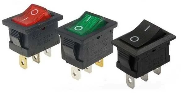 Oem Bistabilus svirties jungiklis KCD1-1 - žalias - 15x21mm - ON/OFF jungiklis 250V - 3PIN