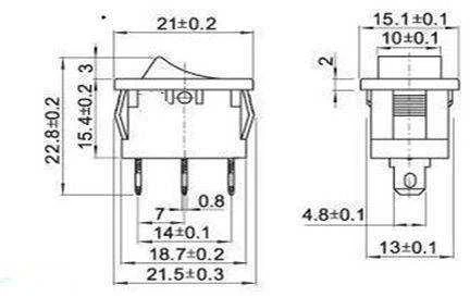 Oem Bistabilus svirties jungiklis KCD1 - raudonas matinis - 21x15mm - ON/OFF jungiklis 230V - 2PIN