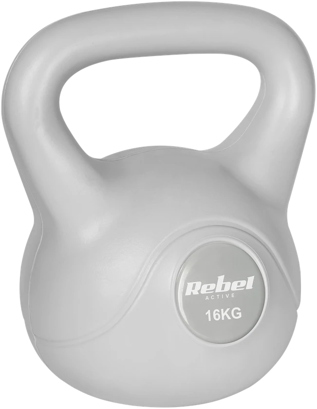 Kettlebell Bituminis svarmuo 16 kg pilkas REBEL ACTIVE