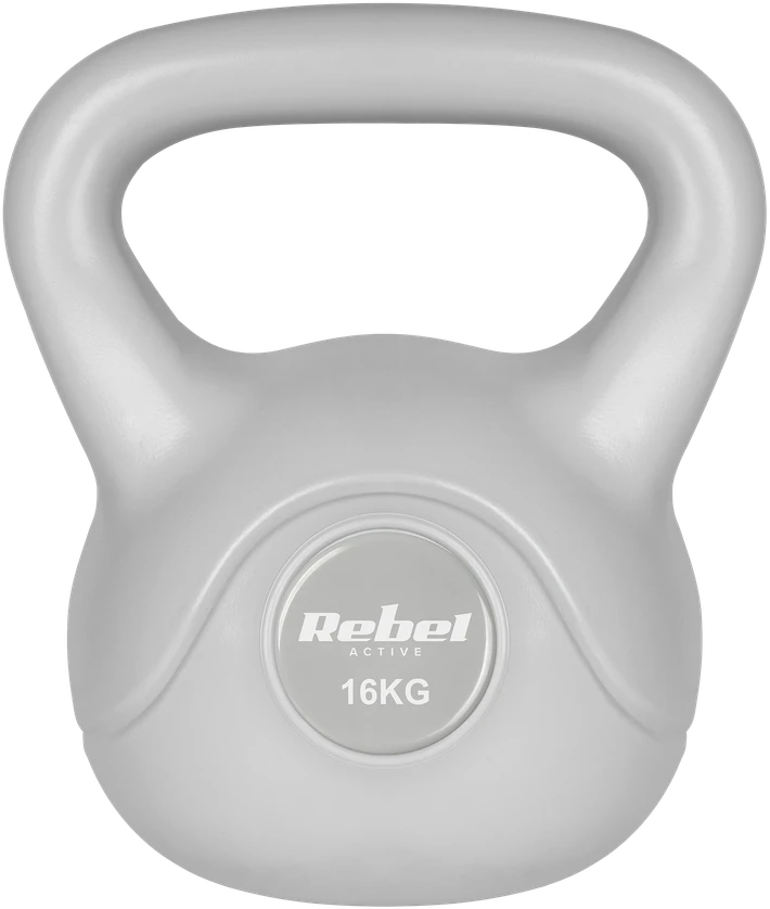 Kettlebell Bituminis svarmuo 16 kg pilkas REBEL ACTIVE
