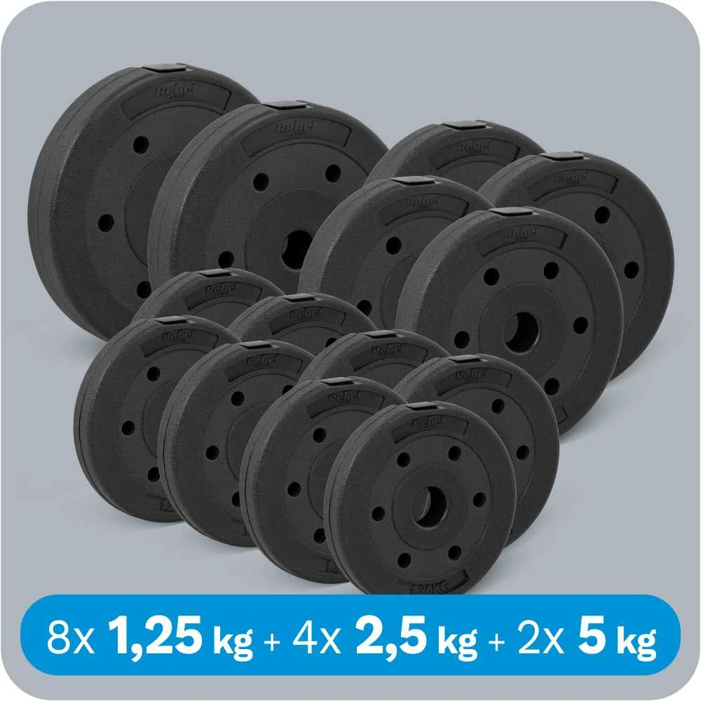 Bituminių apkrovų rinkinys 30kg (8x1.25kg + 4x2.5kg + 2x5kg), skylė 31mm, REBEL ACTIVE