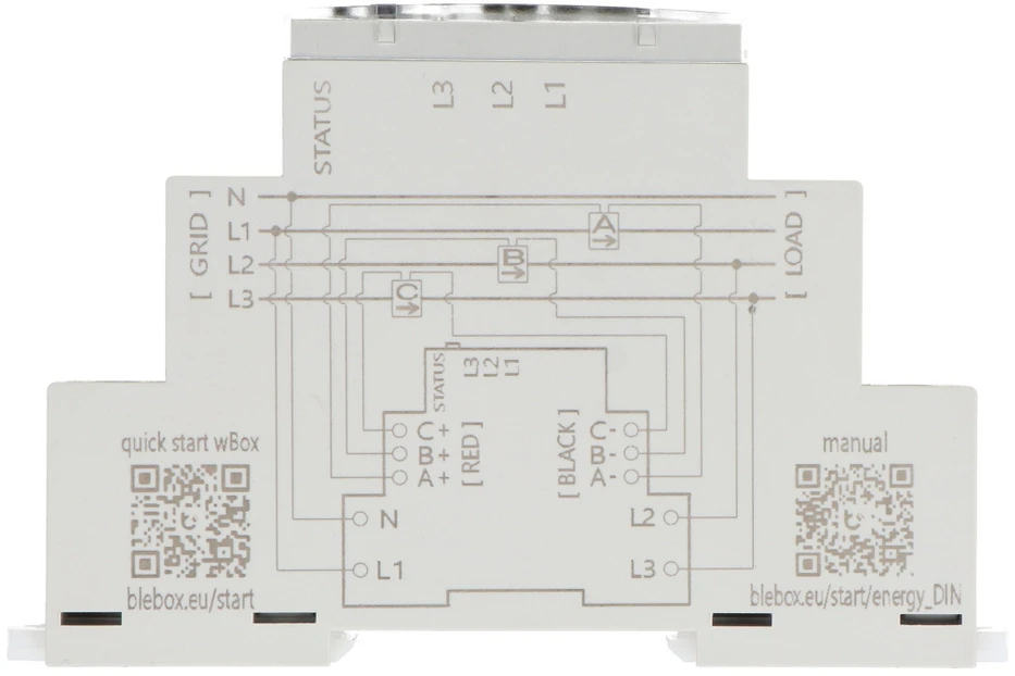 BleBox energyMeter DIN – vienfazis / trifazis dvikryptis WiFi energijos skaitiklis
