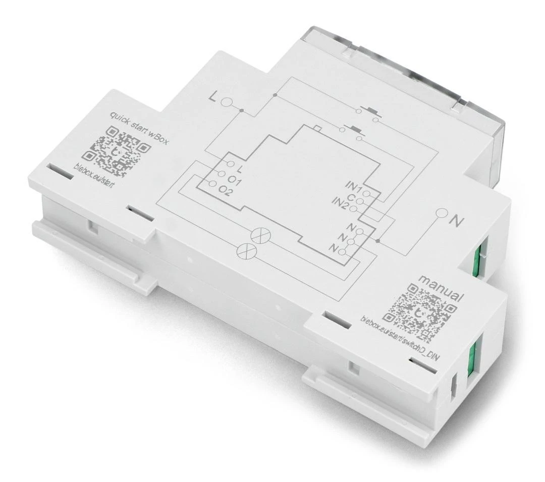 BleBox SwitchBoxD DIN - 2 kanalų relė 230 V WiFi - Android / iOS programa