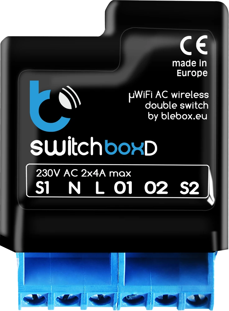 Blebox - SwitchBoxD - WiFi 2 kanalų jungiklis