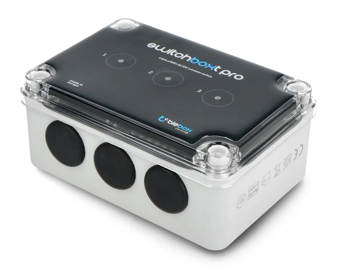 BleBox switchBoxT Pro - 3x bepotencialė 230V WiFi relė - Android/iOS programėlė
