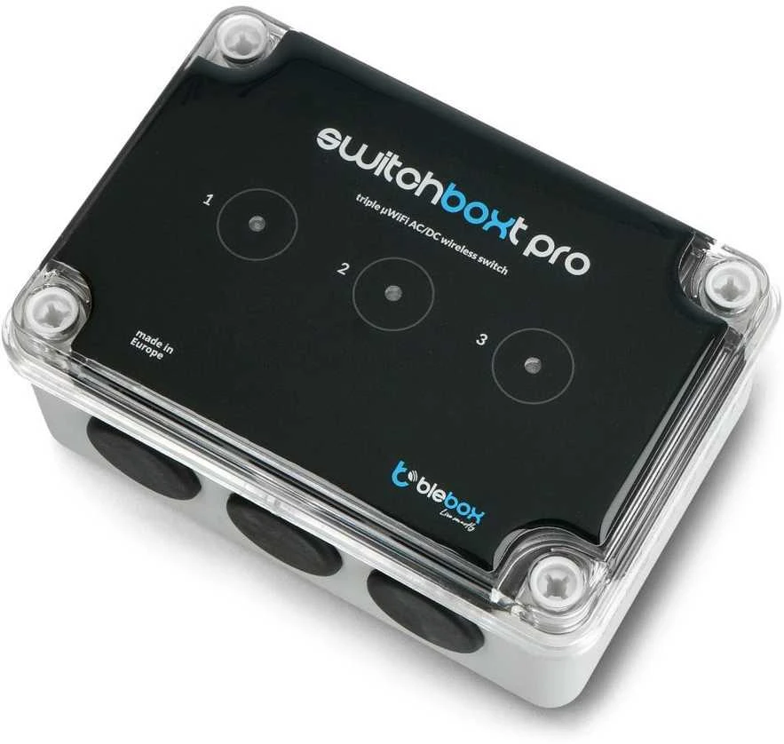 BleBox switchBoxT Pro - 3x bepotencialė 230V WiFi relė - Android/iOS programėlė