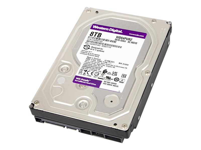 „Western Digital WD Violetinė 8TB SATA 6Gb/s CE“ kietasis diskas, 8,9 cm, 3,5 colio, vidinis, 5640 RPM, 128 MB talpykla, 24x7, birių talpų