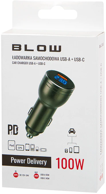 Blow Automobilinis įkroviklis su 2 USB-A + USB-C lizdais 100W G100W