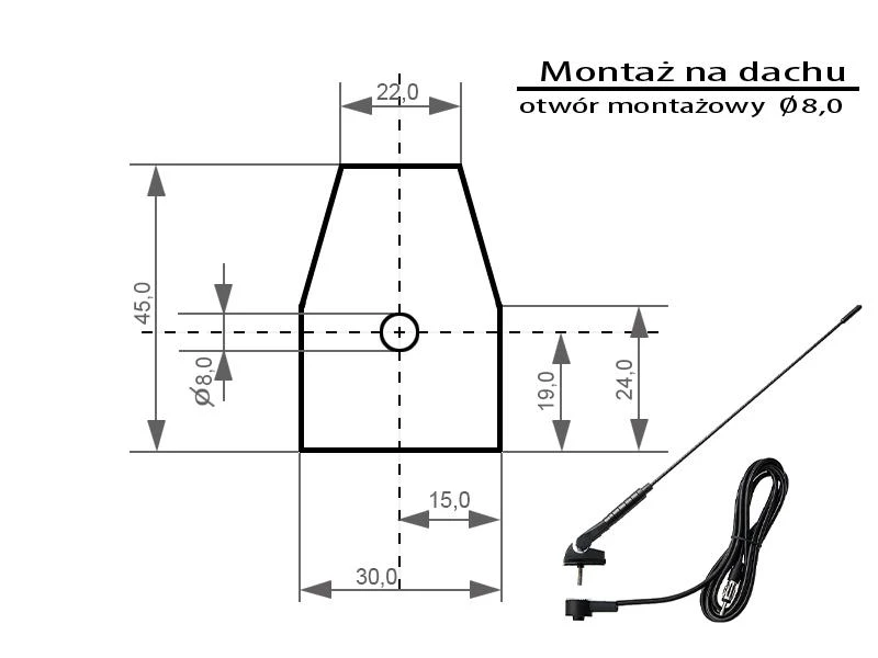 BLOW FMD340 antenos montavimo brėžinys