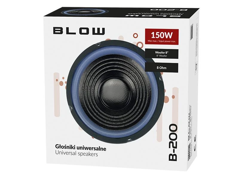 BLOW B-200 žemų dažnių garsiakalbis pakuotėje