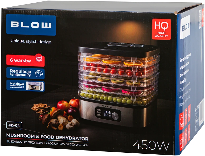 Blow Grybų, daržovių ir vaisių džiovyklė 450W FD-04 LCD