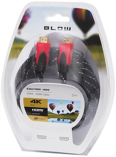 Laidas BLOW HDMI M, HDMI M, 5m, juodas/raudonas 92-057