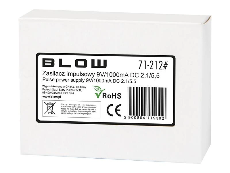 Blow Impulsinis maitinimo šaltinis 9V 1A 2.1x5.5