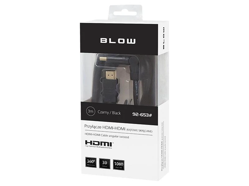 BLOW 92-653 HDMI kabelis su kampine jungtimi