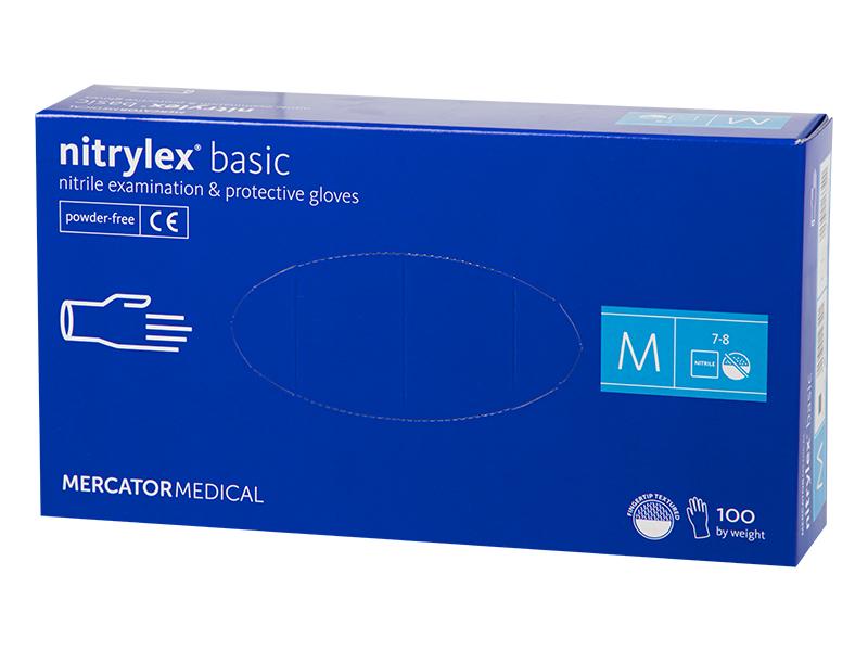 MERCATOR MEDICAL nitrylex® classic mėlynas Nitrilinės tyrimo ir apsauginės pirštinės (M dydžio, be pudros) - 100vnt/1dėžutė