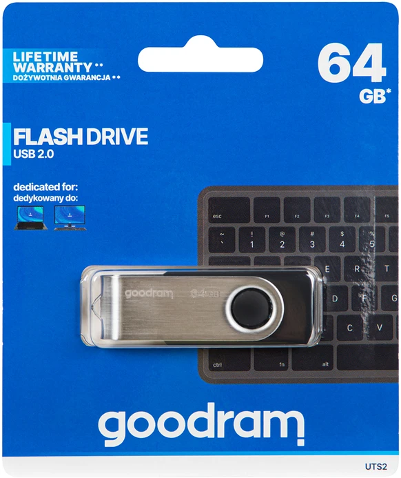 GOODRAM UTS2-0640K0R11 GOODRAM atmintis USB UTS2 64GB USB 2.0 Juodas