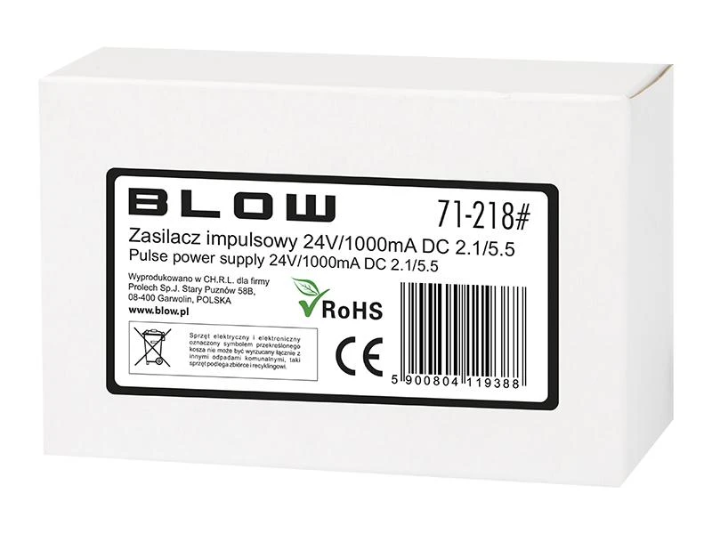 Blow Impulsinis maitinimo šaltinis 24V 1000mA 2.1/5.5