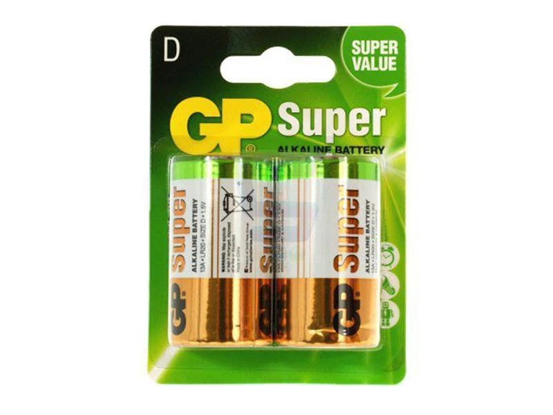 GP Super D tipo šarminės baterijos 2 vnt pakuotė