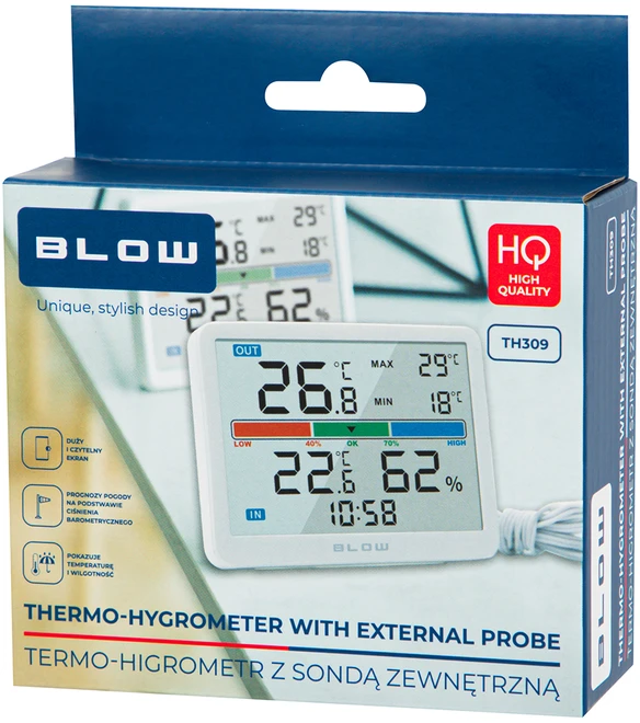 BLOW TH309 termo-higrometras su išoriniu zondu