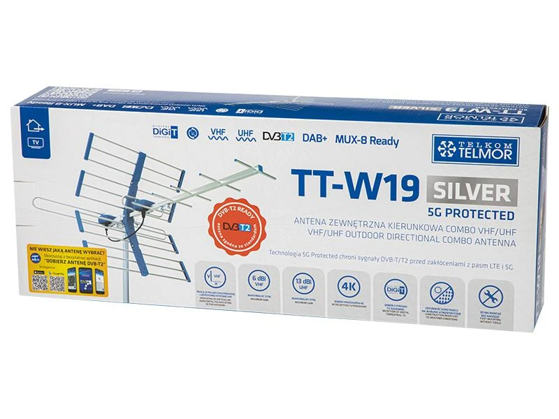 Blow TV antena TT W19 Sidabrinis COMBO 5G TELMOR