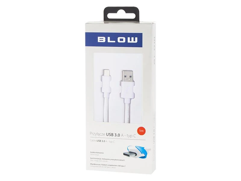 Blow USB 3.0 A jungtis – USB-C 1m baltas BL