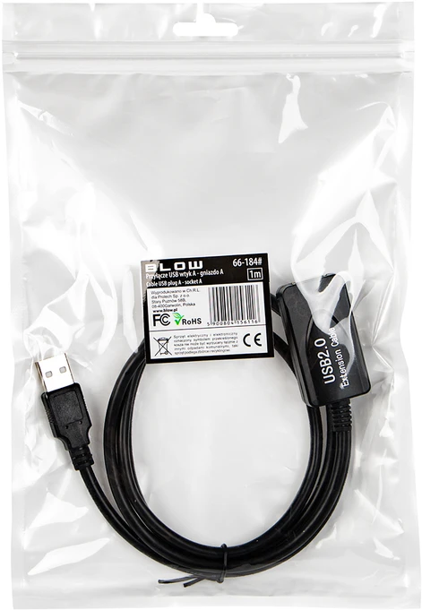 Blow 66-184# USB A - A jungtis 1,0 m kištukinis lizdas su IC pakabuko prailginimo laidu