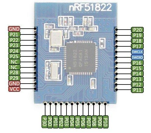 Bluetooth Low Energy modulis (BLE 4.0), NRF51822, mini versija, Waveshare 10649