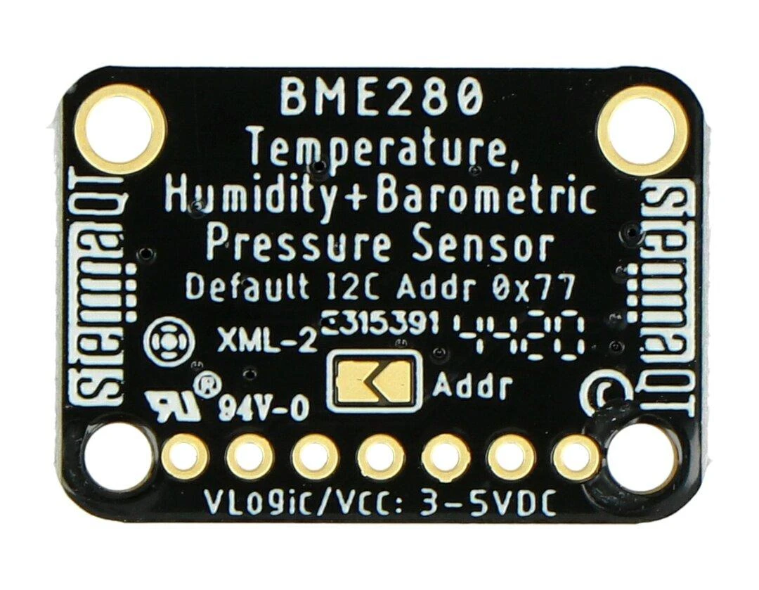BME280, drėgmės, temperatūros ir slėgio jutiklis 110kPa I2C / SPI 3-5V, STEMMA QT / Qwiic, Adafruit 2652