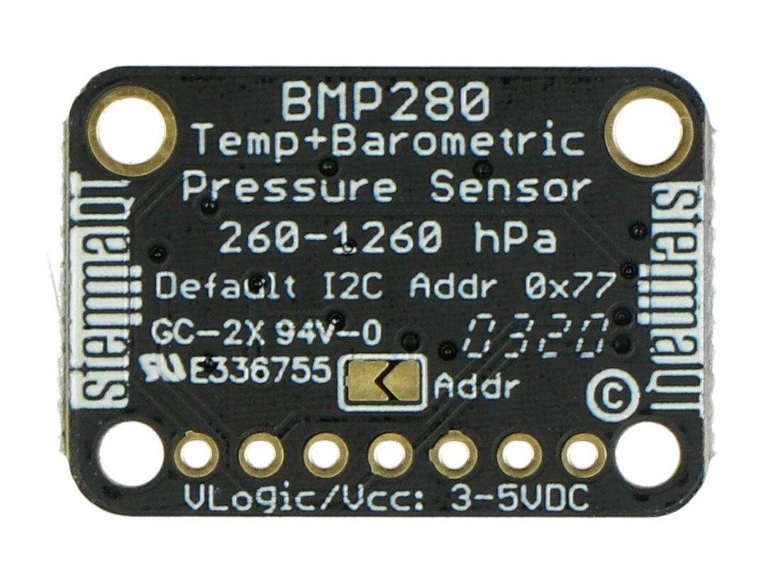 BMP280 modulis su techniniais užrašais
