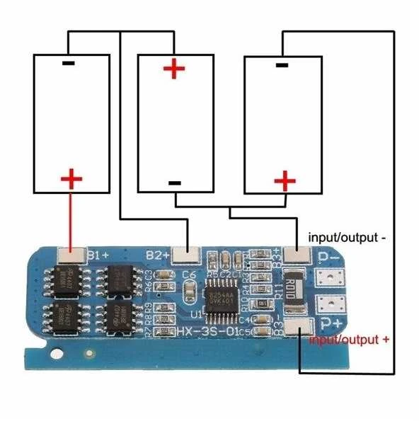 Oem BMS PCM PCB įkrovimo modulis Li-ion 3S 12V 6-8A - skirtas 18650 elementų