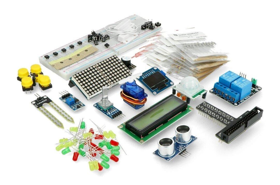 Raspberry Pi prototipų rinkinys su jutikliais ir komponentais