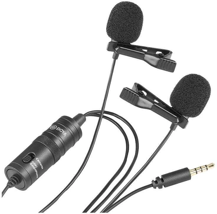 Dvigubas mikrofonas BOYA 3.5mm jungtis, juodas / BY-M1DM / BOYA10002