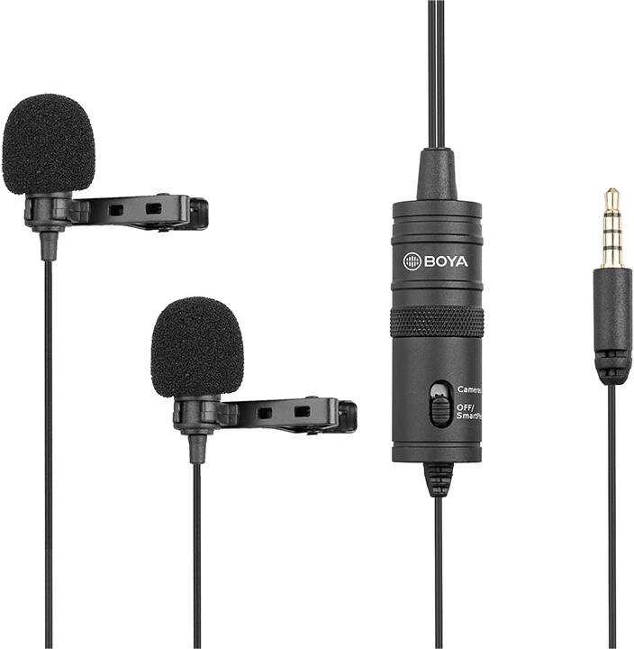 Dvigubas mikrofonas BOYA 3.5mm jungtis, juodas / BY-M1DM / BOYA10002