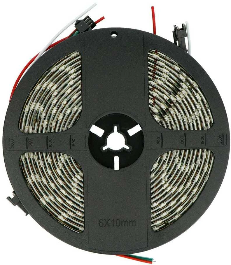 Btf Lighting RGB LED juosta WS2812B - skaitmeninė, adresuota - IP65, 60 LED/m, 18W/m, 5V - 5m - juoda