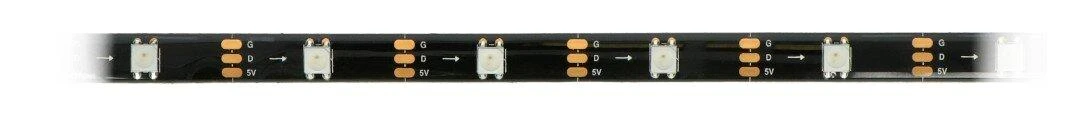 Btf Lighting RGB LED juosta WS2812B - skaitmeninė, adresuota - IP65 30LED/m, 9W/m, 5V - 5m - juoda