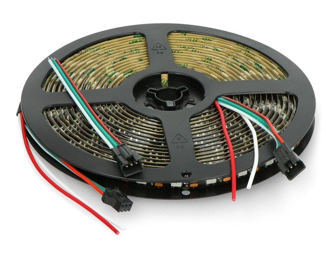 Btf Lighting RGB LED juosta WS2812B - skaitmeninė, adresuota - IP65, 60 LED/m, 18W/m, 5V - 5m - juoda