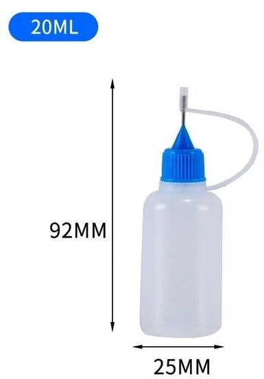 Buteliukas su PE adata - 20 ml - aplikatorius - skysčiams dozuoti